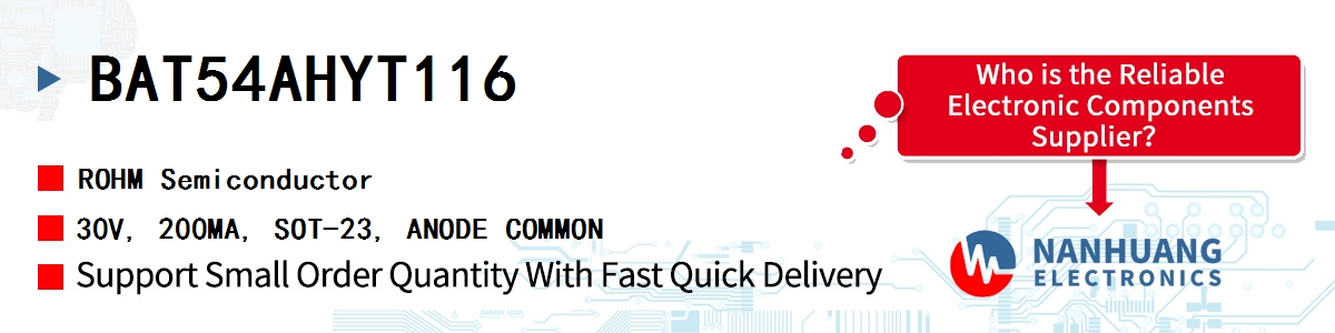 BAT54AHYT116 ROHM 30V, 200MA, SOT-23, ANODE COMMON