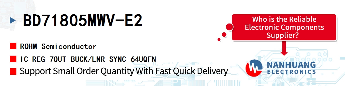 BD71805MWV-E2 ROHM IC REG 7OUT BUCK/LNR SYNC 64UQFN