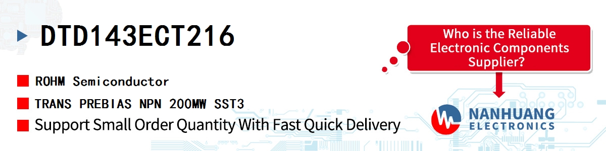 DTD143ECT216 ROHM TRANS PREBIAS NPN 200MW SST3