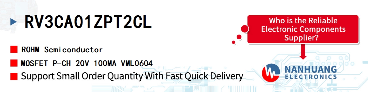 RV3CA01ZPT2CL ROHM MOSFET P-CH 20V 100MA VML0604